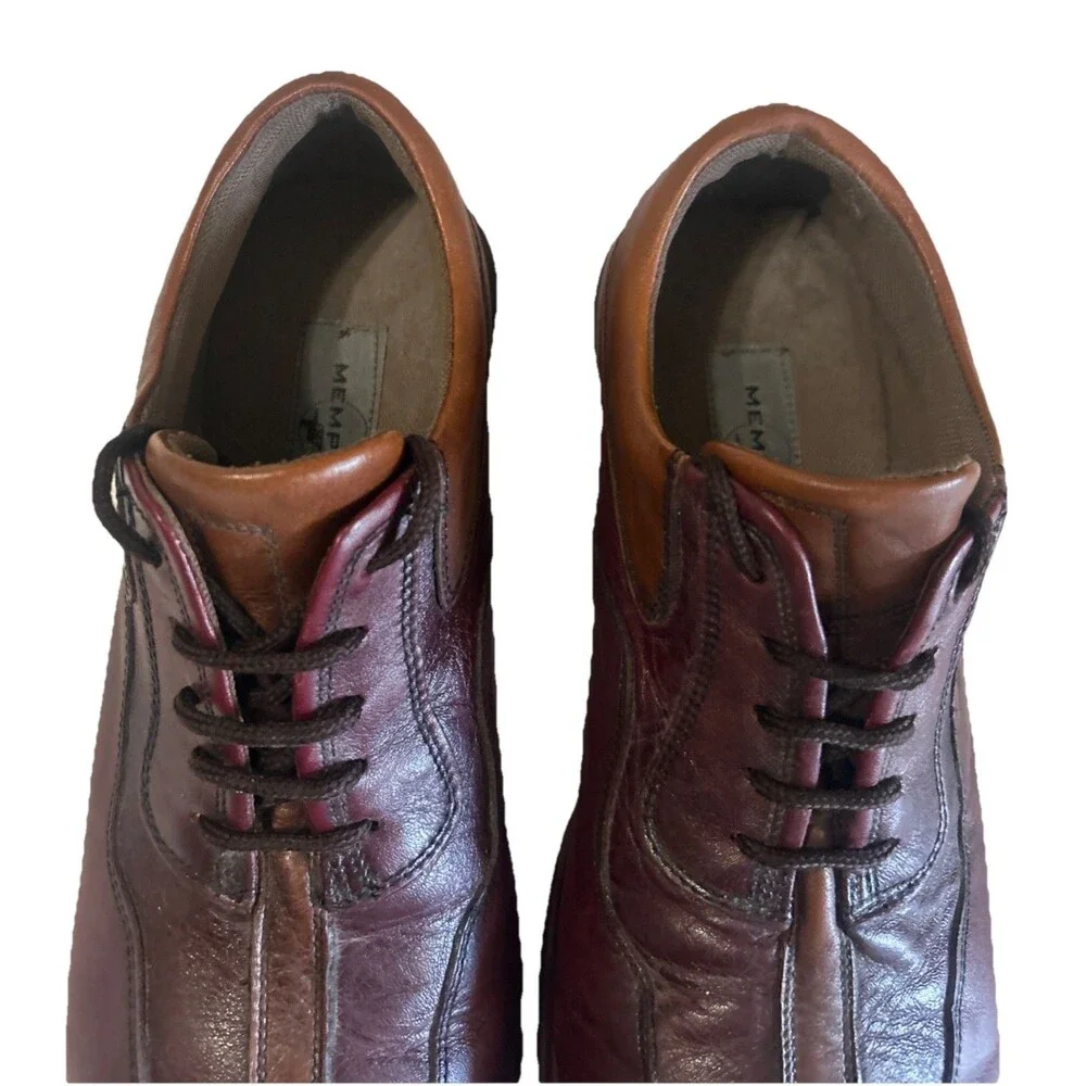 Memphis Mens Brown Leather Oxford Classic Lace Up Stitched Bicycle Toe Size 44